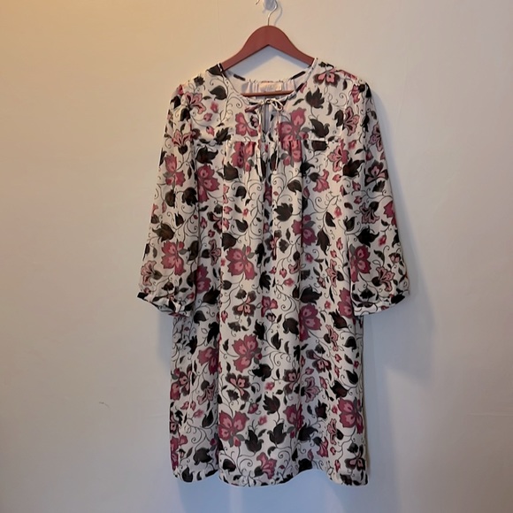 Floral Flowy MIDI LOFT Dress women L - Picture 1 of 12
